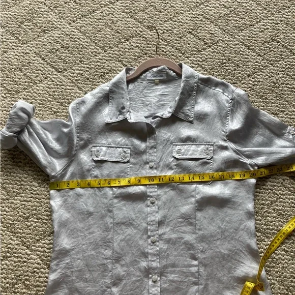 Calvin Klein Silvery Gray Button-up Shirt Large - Picture 7 of 7